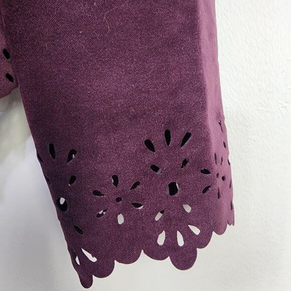 Sag Harbor Bice Shacket Shirt Jacket Sz 10 Faux Suede Collared Button Vtg Eyelet - Picture 7 of 11